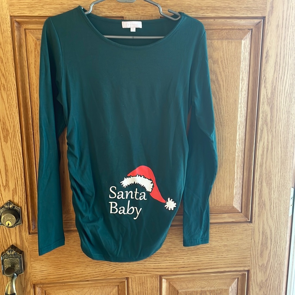 “Santa baby” maternity long sleeve basic top